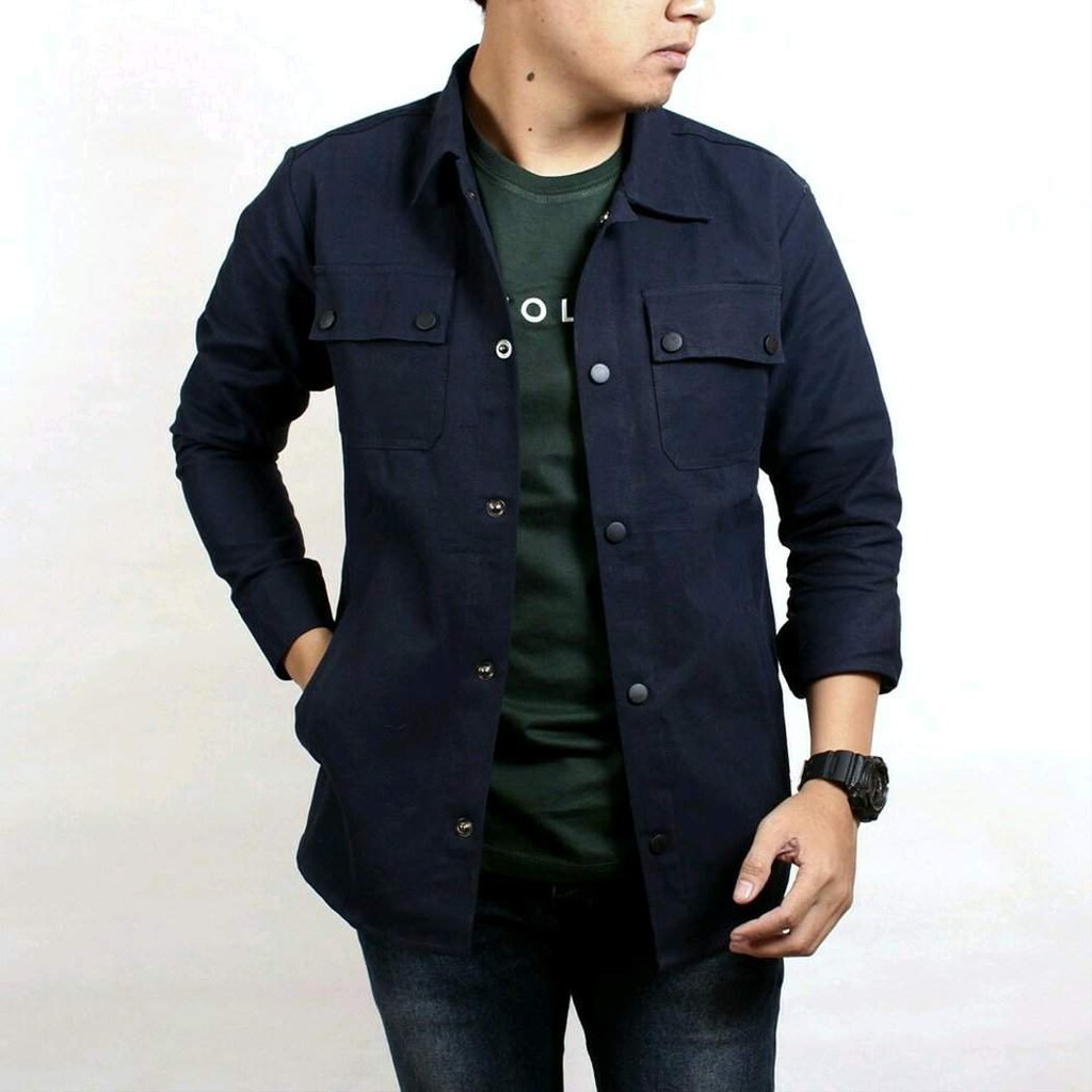 JAKET SEMI PARKA ORIGINAL//JAKET TRUCKER//JAKET KANVAS//JAKET PRIA-BIRU NAvy