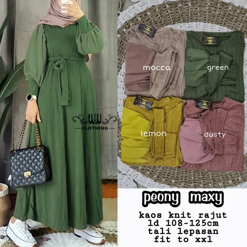 PEONY MAXY BY WW KAOS KNIT RAJUT GAMIS TERBARU