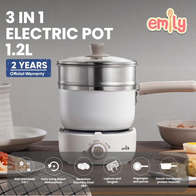 Emily 3 in 1 Electric Pot 1.2L / Panci Elektrik Multifungsi