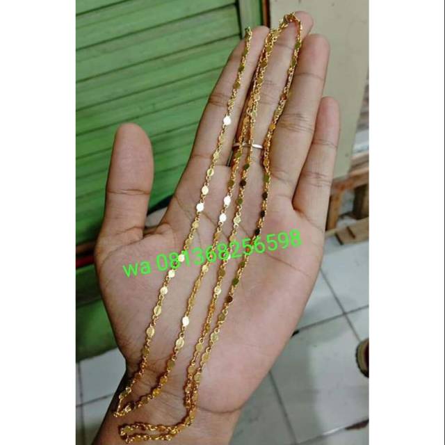 Kalung biji cabe, lapis emas 24karat dan kristal, warna emas asli
