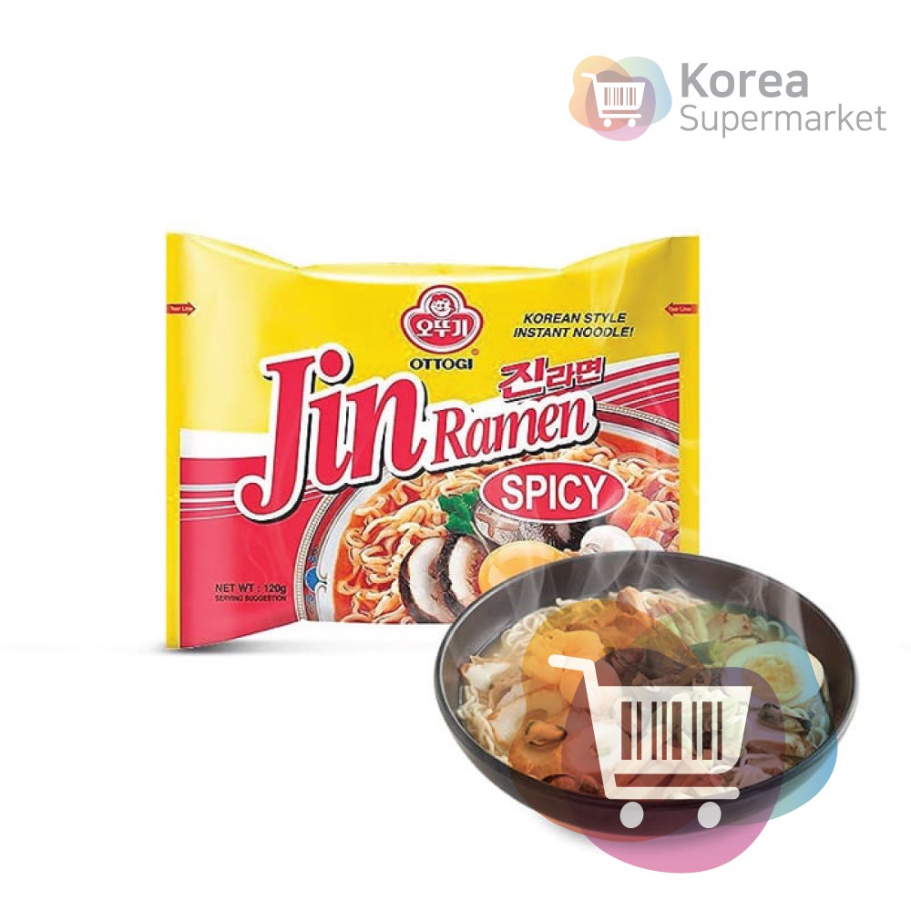 Ottogi Jin Ramen Ramyun Hot 120g/Mi Ramen Ramyun Pedas Asli Korea