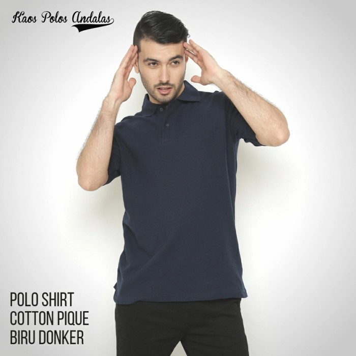 TERLARIS Kaos Polos Polo Cotton Pique Biru Dongker