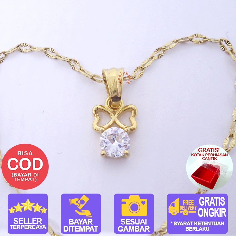 Lovelybutik - Kalung Titanium Anti Karat Selamanya Kalung Ella Wanita Titanium ukuran 45 cm Warna ( Silver ) ( Emas ) BONUS KOTAK PERHIASAN