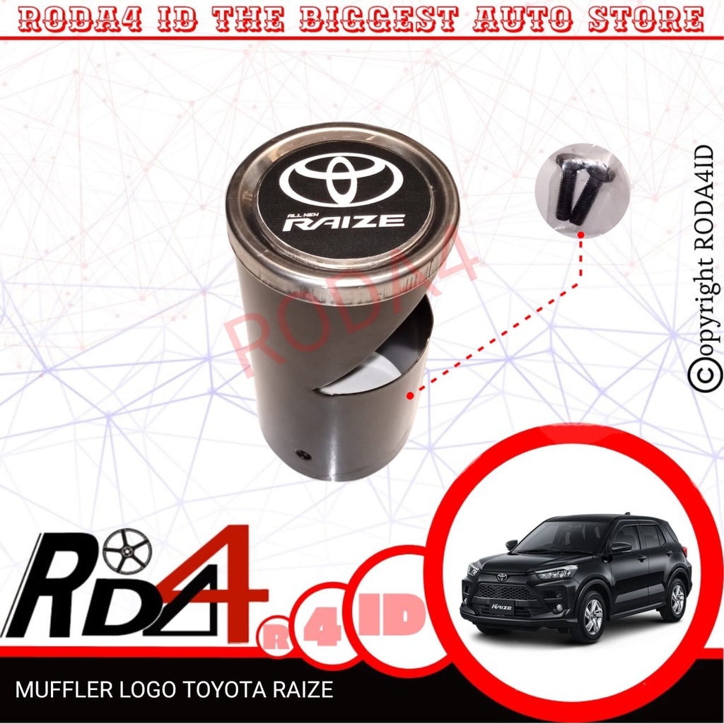 Muffler Mufler Buntut Knalpot Logo Toyota Raize Hitam Kombinasi Chrome