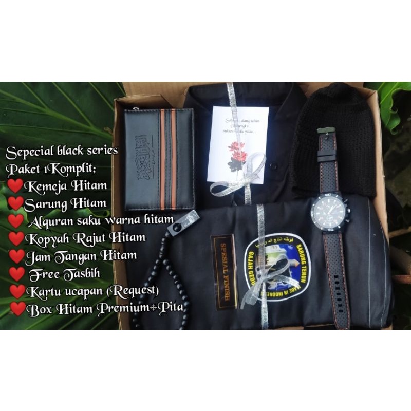 

❤️New Hampers Cowok ❤️Gift box kemeja,baju koko,black series termurah,kado cowok serba hitam,sarung