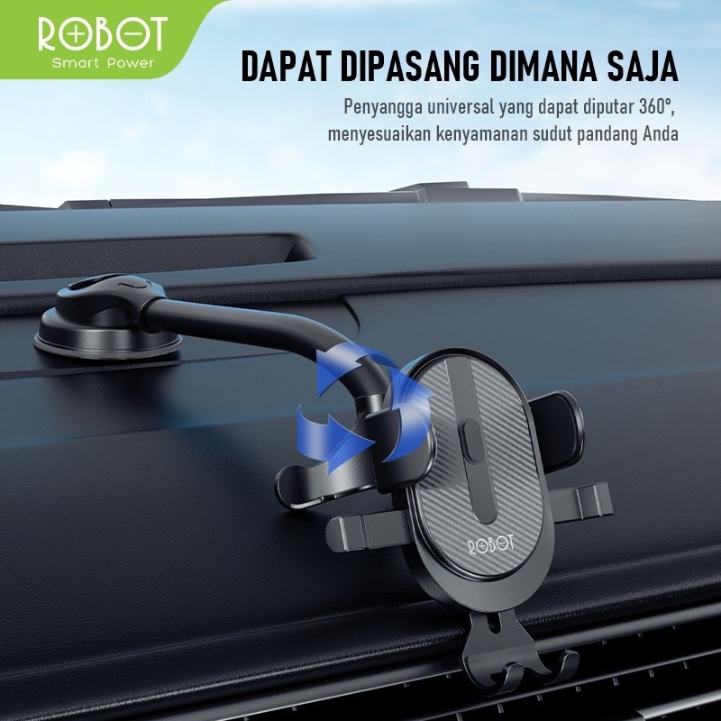 ROBOT Universal Car Holder RT-CH16 18.5 CM Alumunium Tube with Stent - Garansi Resmi 1 Tahun