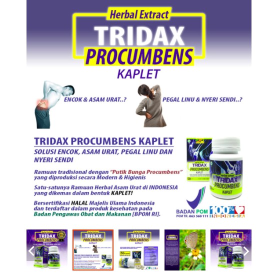 (BISA COD) PROMO TRIDAX PROCUMBENS KAPLET | Obat Nyeri Sendi dan Asam Urat