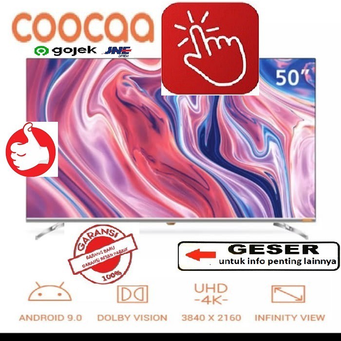 COOCAA LED TV 4K SMART ANDROID.10 50S5G PRO- garansi RESMI