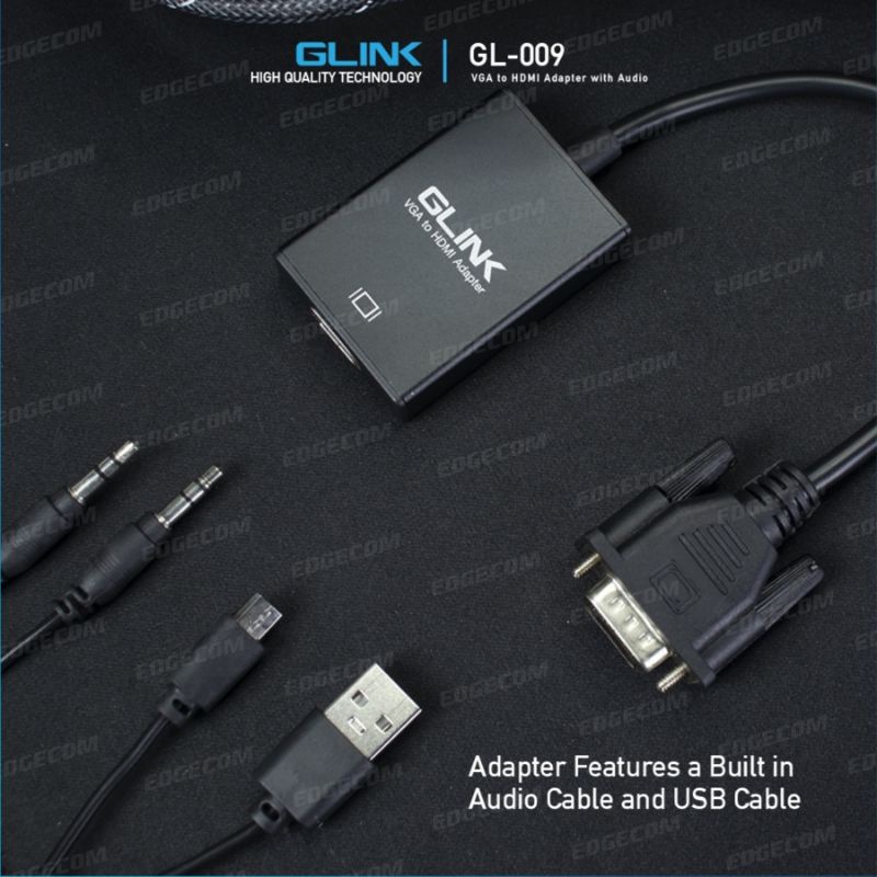 GLINK VGA to HDMI Adapter with Audio Converter 1080P GL-009