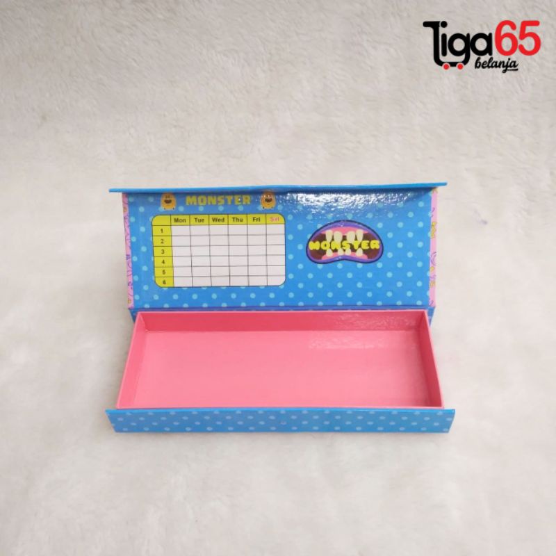 365 POUCH PENCIL BAG #40114 KOTAK Tempat Pensil / Pouch Penyimpanan pensil / Monster / Skiphops