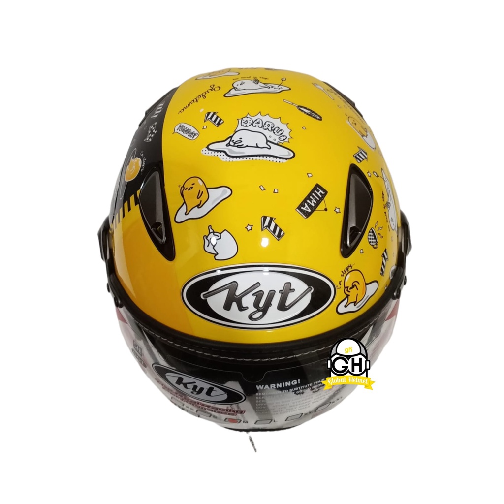 HELM HALF FACE KYT ELSICO MOTIF SANRIO SERI #1 GUDETAMA BLACK YELLOW