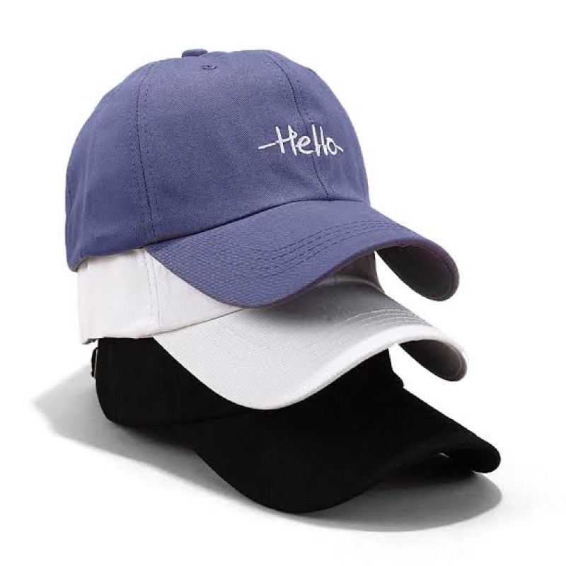 Topi Baseball Pria Wanita Dewasa Bordir Smiley Hello Sad Savage Insomnia Unstopabble Saranghae Love-Hello