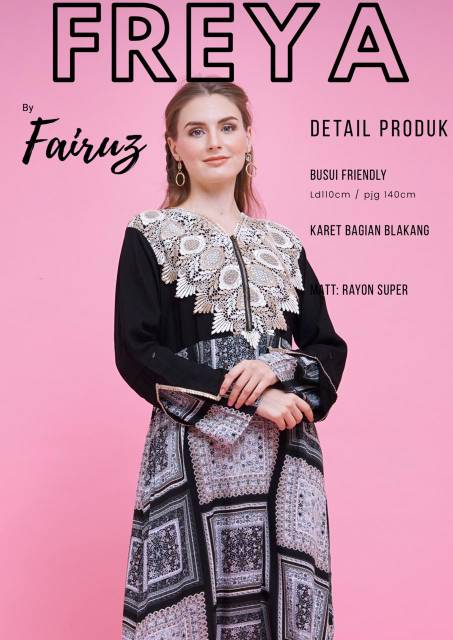 Daster Arab FAIRUZ FREYA Long Dress Rayon Renda import