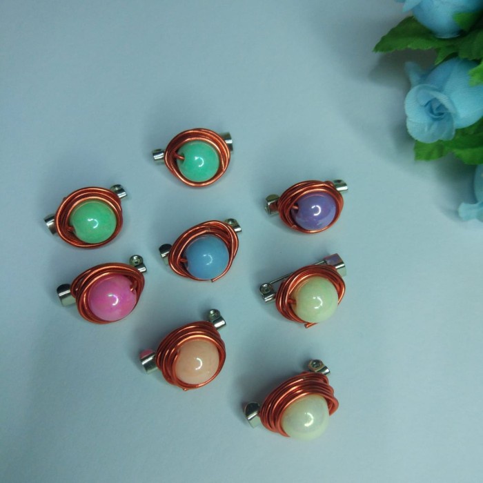 Bros dagu - peniti dagu- bros jilbab wire etnik mutiara - tembaga