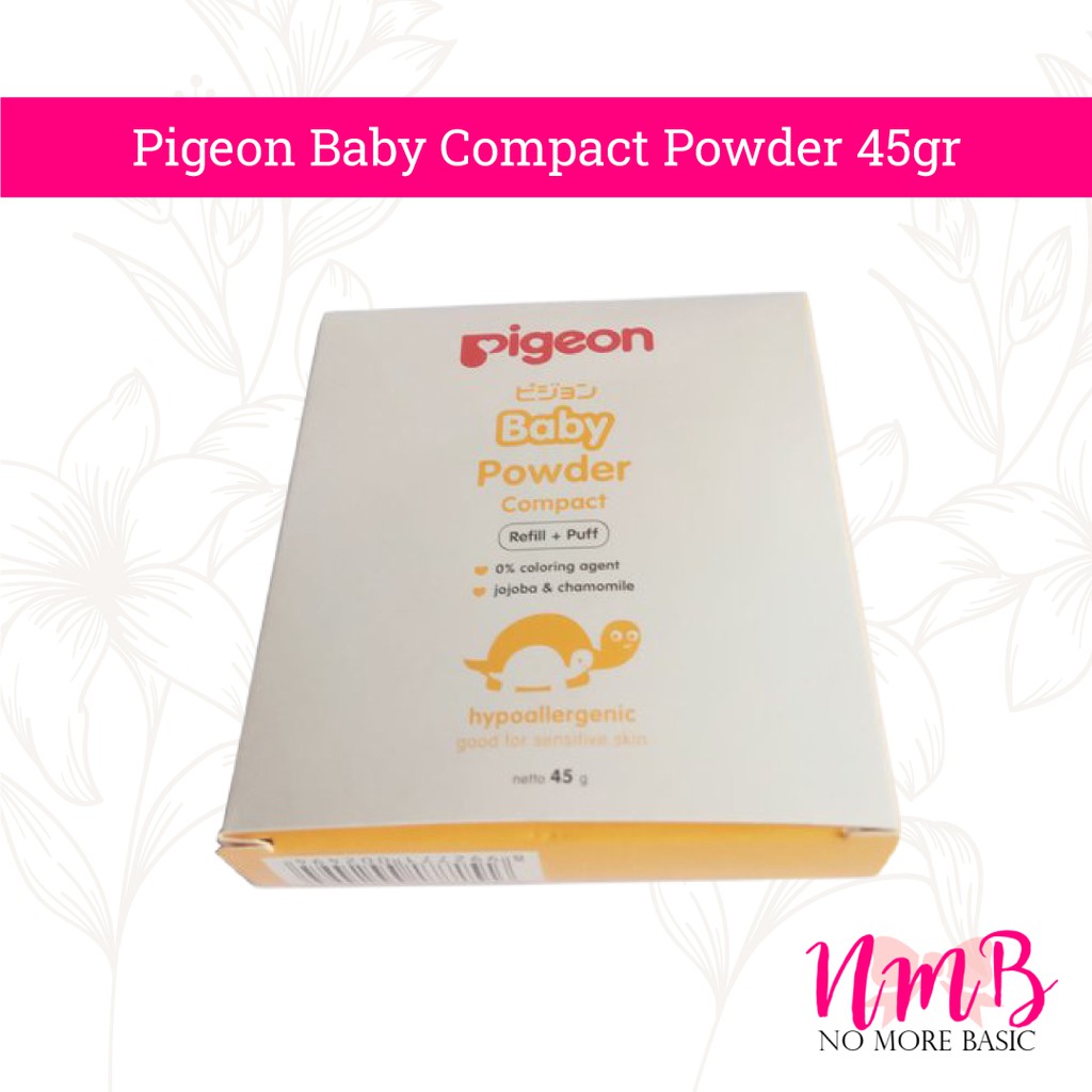 PIGEON Bedak Padat Bayi - Baby Compact Powder Cake Chamomile White 45Gr Gram With Case