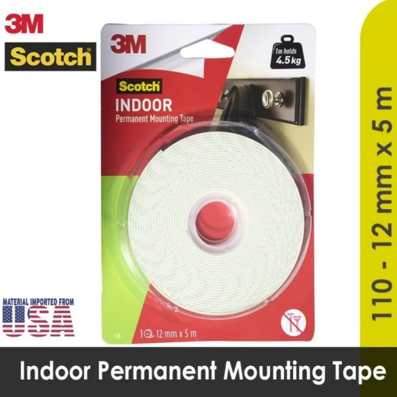 

3M Scotch CAT110-5A Mounting Double Tape Indoor varian 12mm dan 24mm x 5m maks 4,5kg