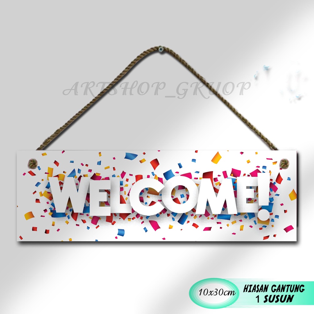 Hiasan dinding pintu pajangan  pintu Welcome shabby walldecor poster kayu. pajangan rumah dekorasi