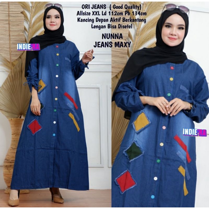 GAMIS JEANS TERBARU 2022 UNTUK WANITA MUSLIMAH DEWASA  BAJU MAXY  KEKINIAN  MODIS DAN TERPOPULER DEN