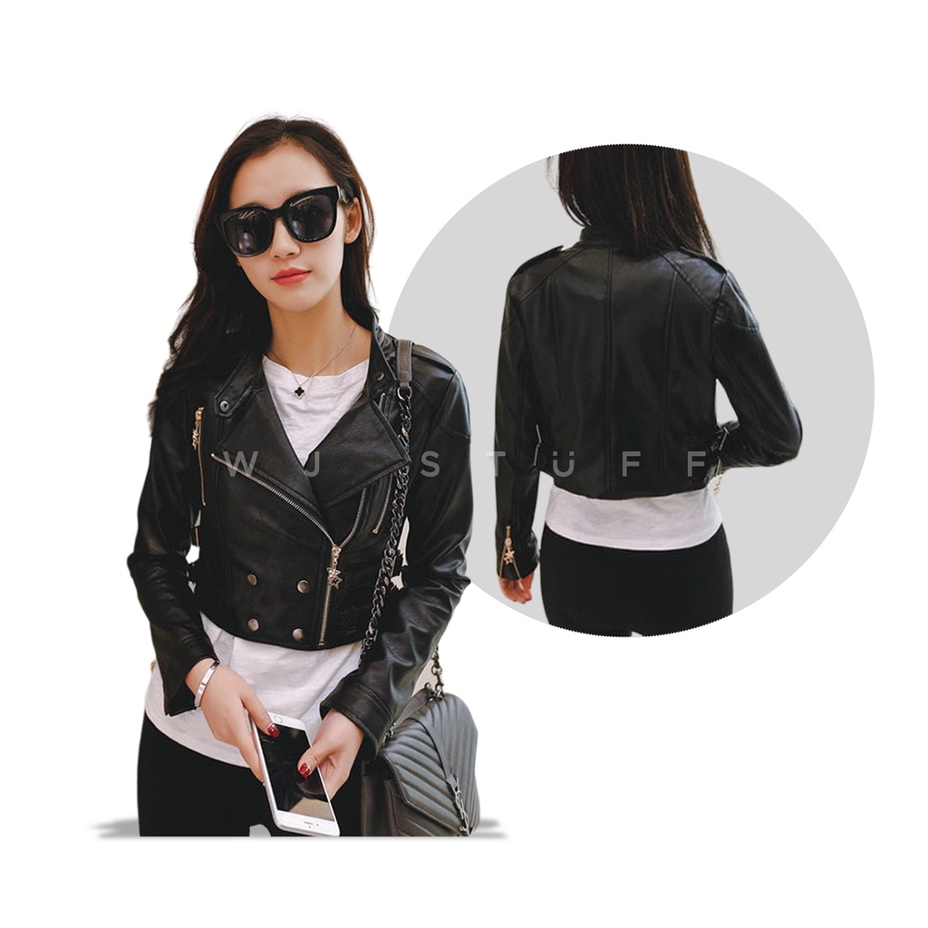 WJ Stuff - Jaket Kulit Wanita Street Style - Crop Mode