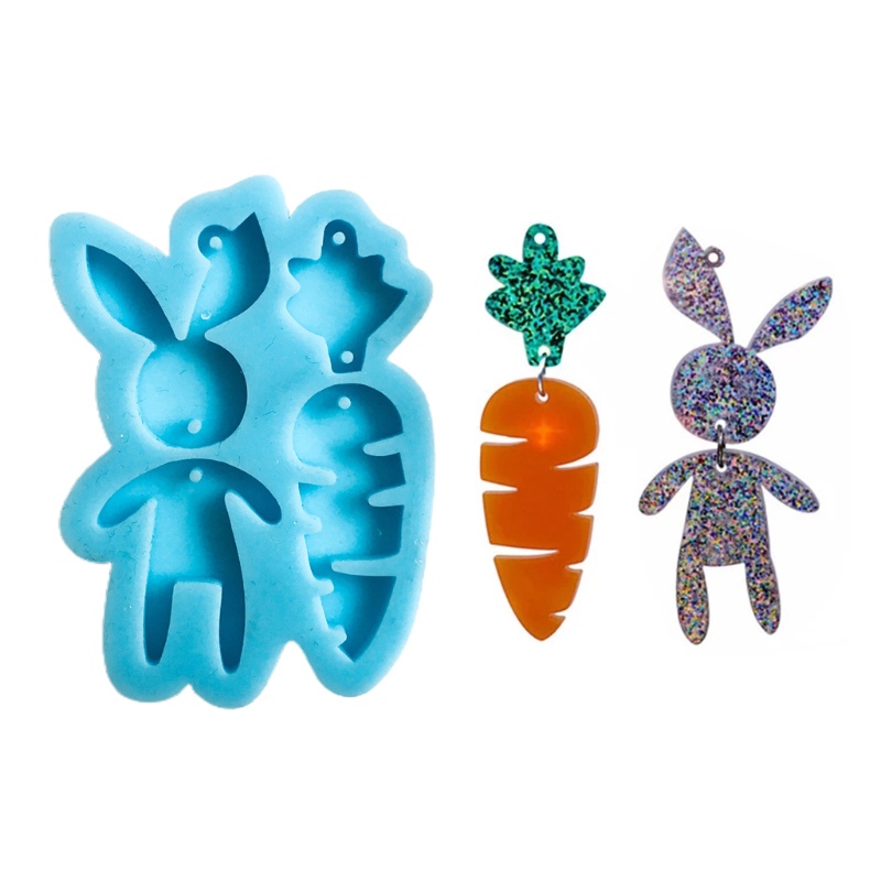 SIY  Rabbit Carrot Keychain Epoxy Resin Mold Charm Jewelry Earrings Silicone Mould