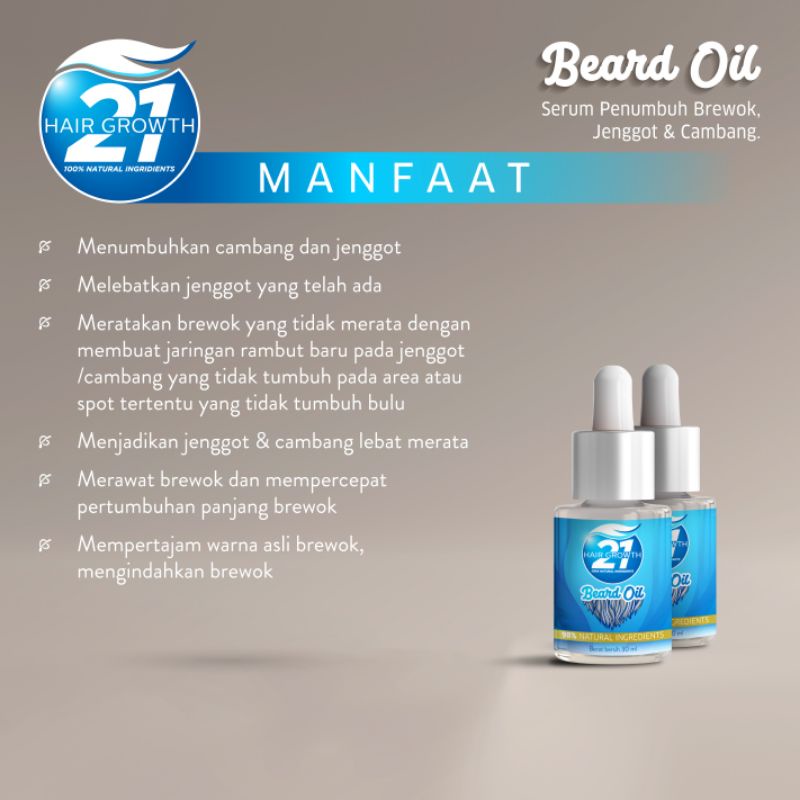 Beard Oil 21H - Penumbuh Brewok - Jenggot - Kumis  30 ML