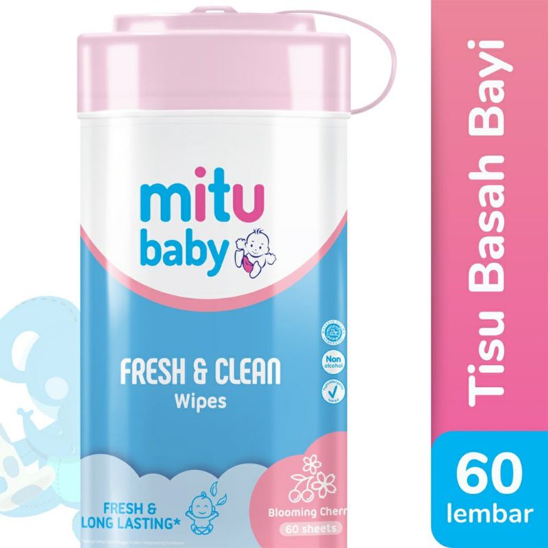 Mitu Baby Tisu Basah Fresh &amp; Clean Bottle 60'S - Tisu BasahBayi