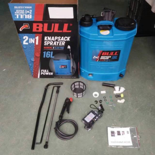 Bull alat semprot hama elektrik 2 fungsi knapsack sprayer 2 in 1 16L