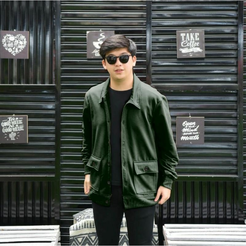 Jaket pria IKC 002 distro cbr six Bandung hoodie dua sisi bolak balik keren grosir pakaian pria H0D7-Outher hijau