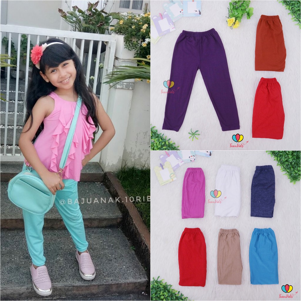 Legging Polos uk 8 12 Tahun Leging Panjang Celana Anak Perempuan Grosir Tanggung SD Bahan Kaos