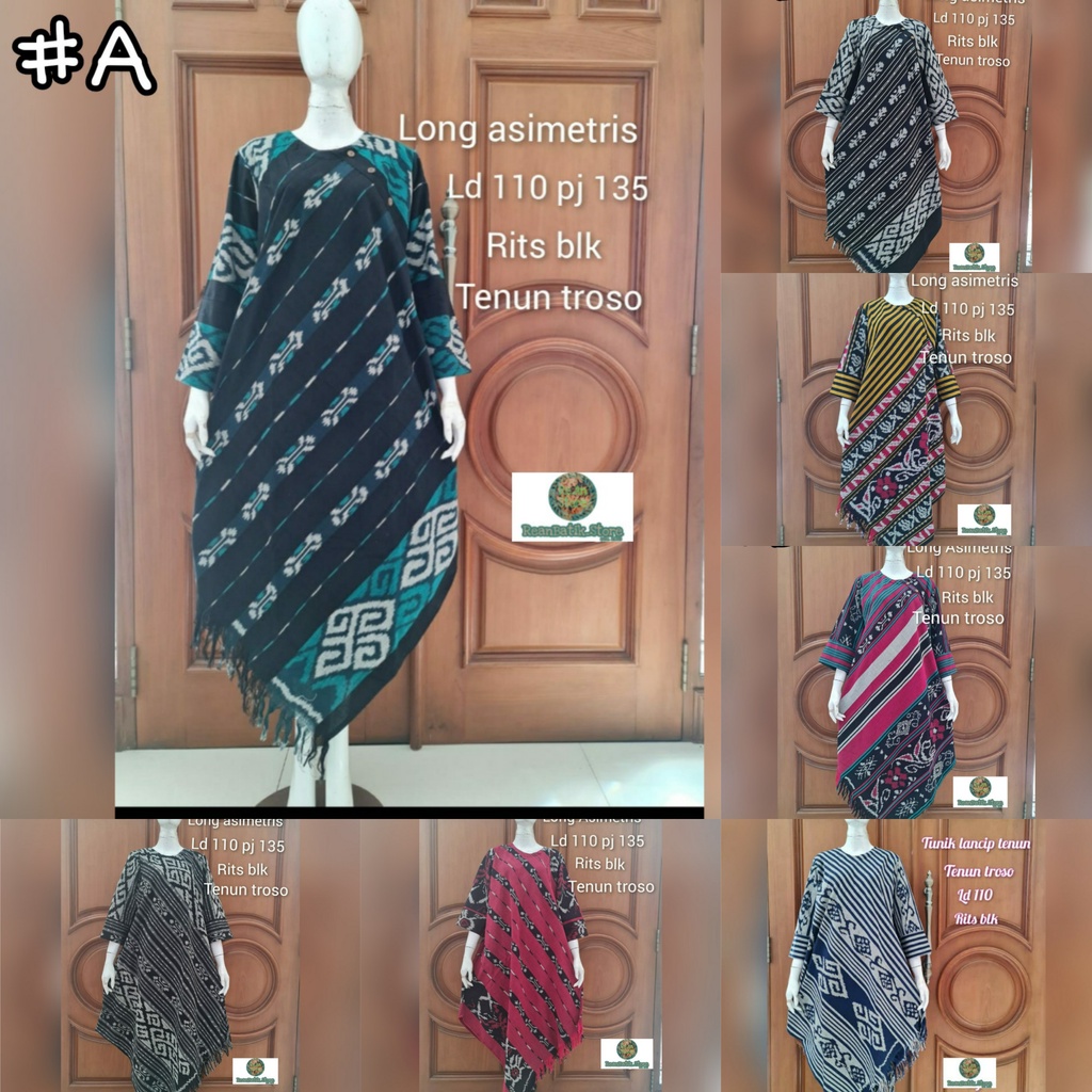 Tunik Lancip Asimetris Tenun Troso Grey LJ Baju Kantoran Wanita Casual Formal Kondangan Etnik