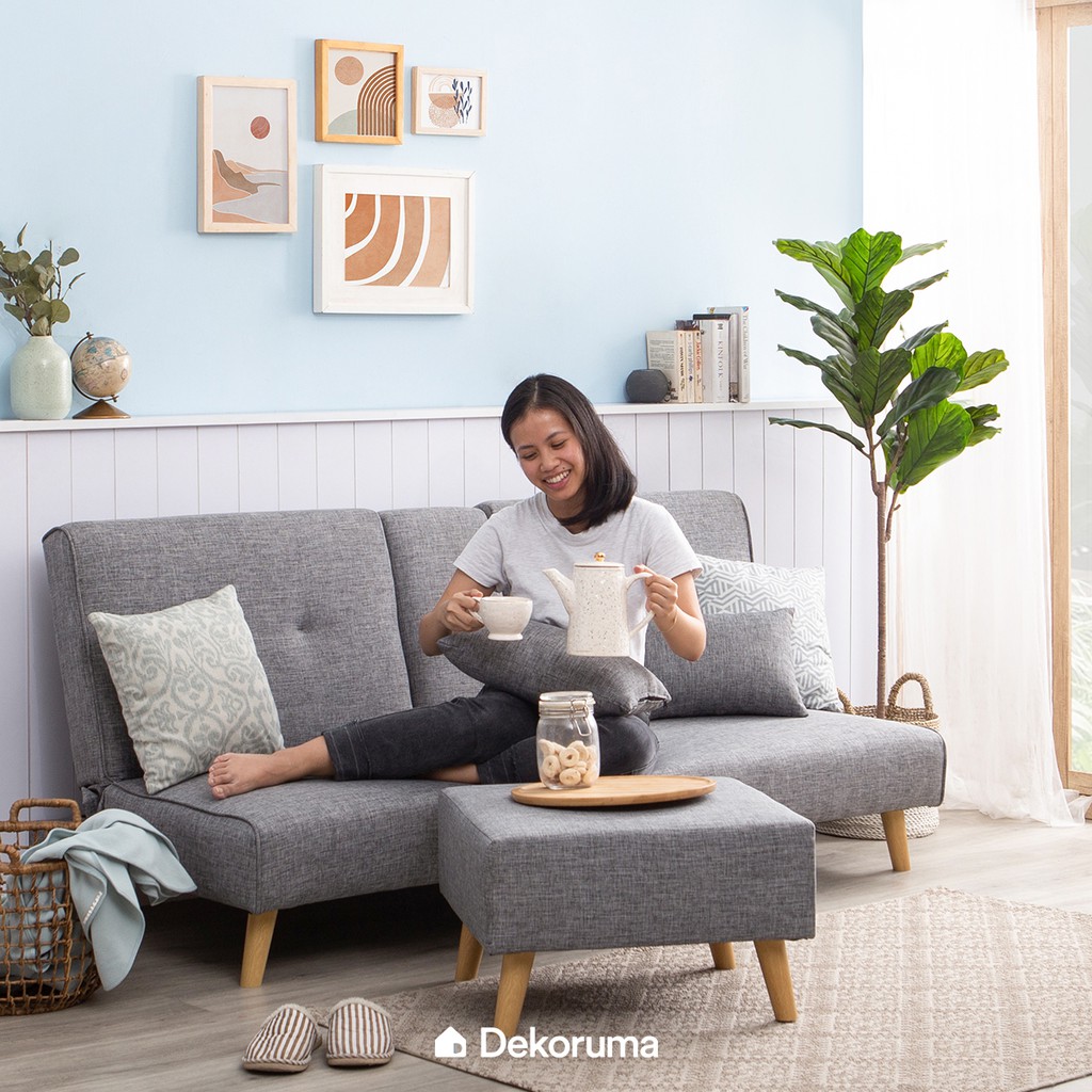 Dekoruma Daito Sofabed L Set dengan Stool (Kursi Tamu Sofa Bed Minimalis Modern)-4