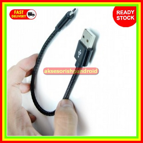 Kabel Micro USB Nylon Charging Kabel Micro USB Pendek Smartphone 24cm