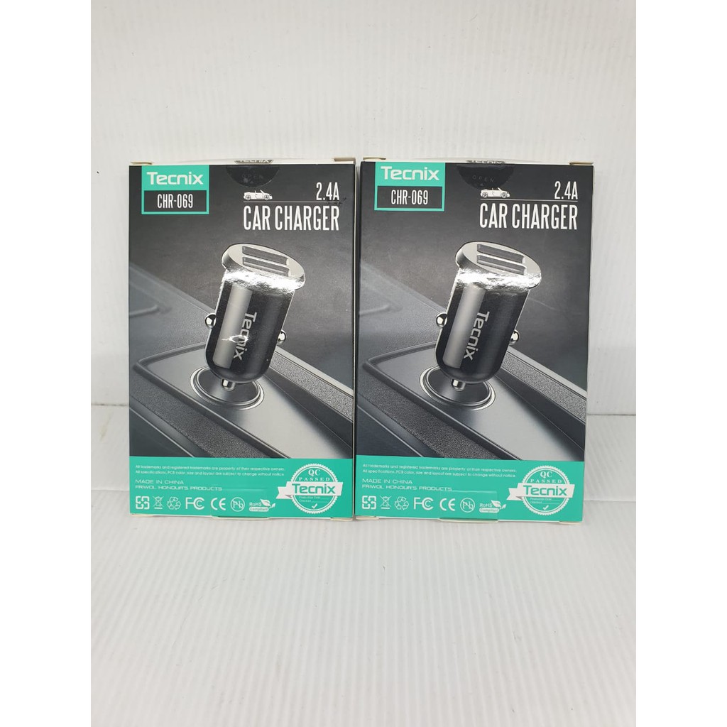 Car Charger TECNIX CHR-069 Dual Port USB 2.4A Charger motor dan Mobil