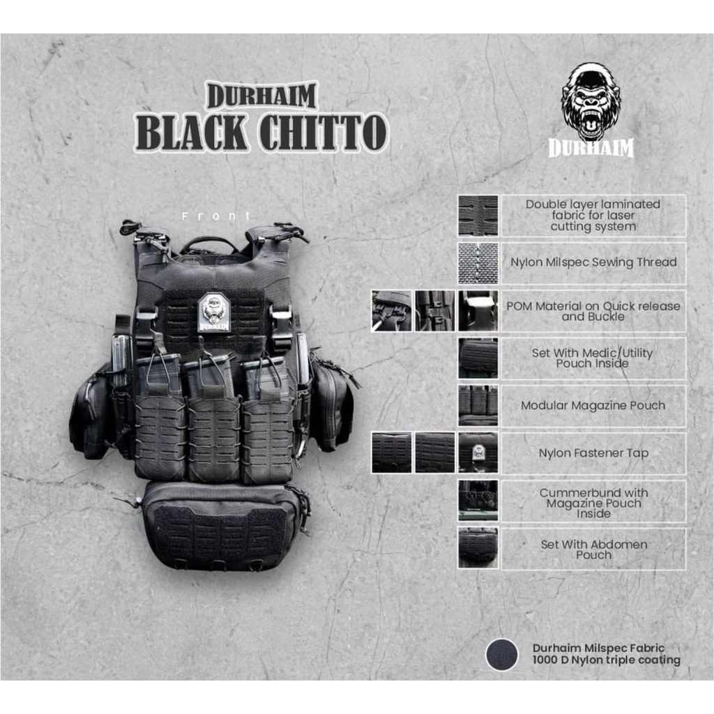 Jual Bodyvest Rompi Tactical Blackchitto Durhaim Original Chitto