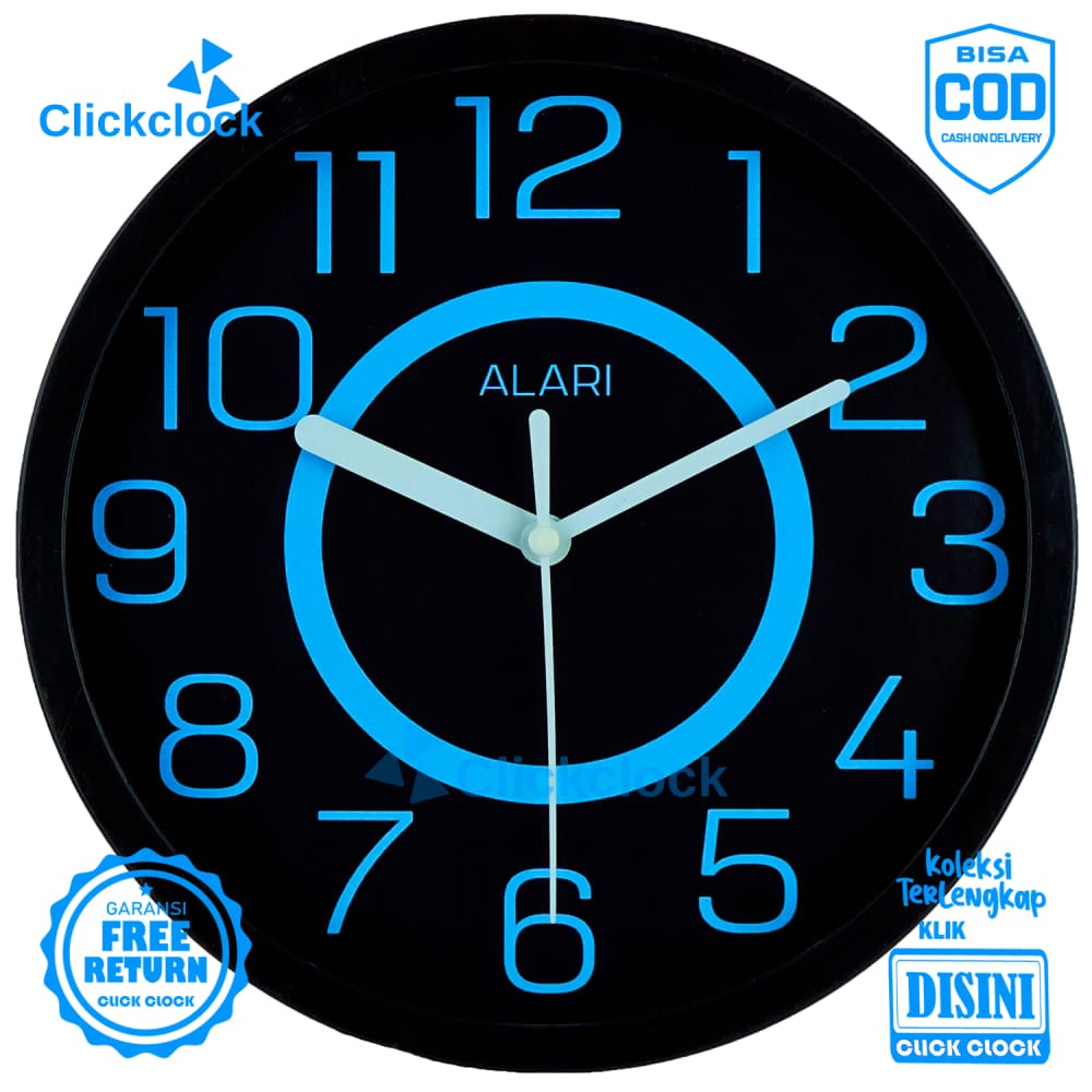 Jam Dinding Analog Minimalis Blue Alari AL1181 Besar Dekorasi Dinding Murah