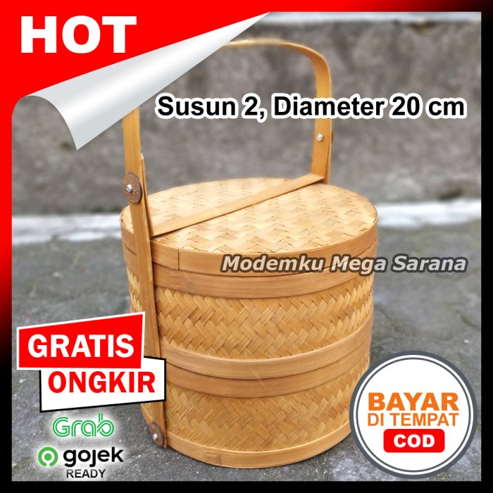 rantang bambu susun 2 Rantang Bambu Susun 2 - Diameter 20 cm