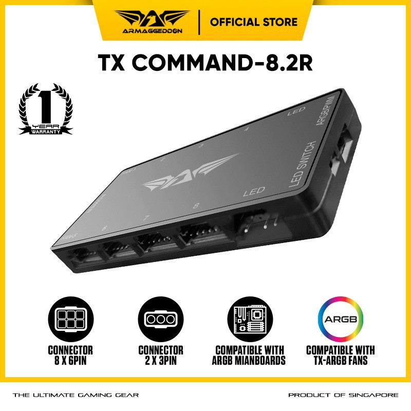 Armaggeddon Tessaraxx Command ARGB Controller | Compatible with ASUS / MSI / Gigabyte MotherBoard