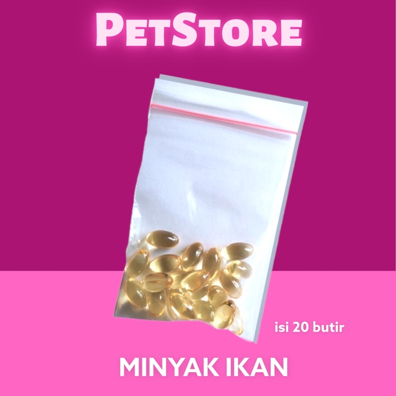 Minyak Ikan Original 20 butir Suplemen Semua Jenis Hewan (Kucing Anjing dll)