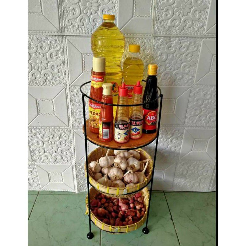 RAK BUMBU 3 SUSUN DARI BAMBU MURAH EKONOMIS