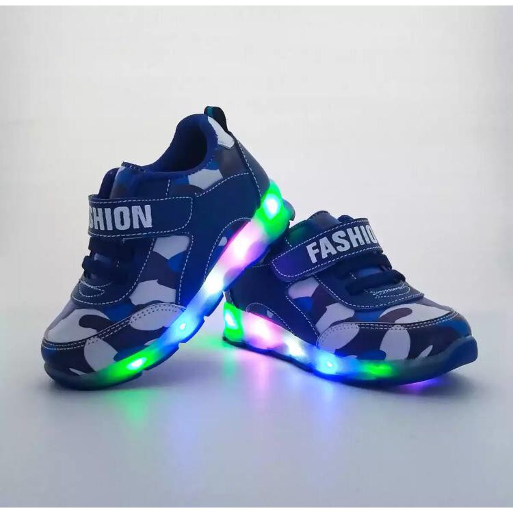SEPATU LED/LAMPU ANAK LAKI LAKI ARMY USIA 3-6 TAHUN