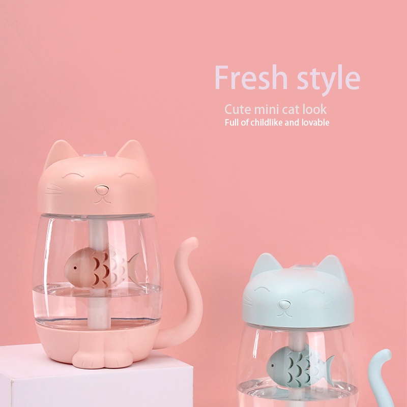 【Kifli】Humidifier Diffuser Aromaterapi Purifier Lampu 350ML Tidur Usb Anak Kucing