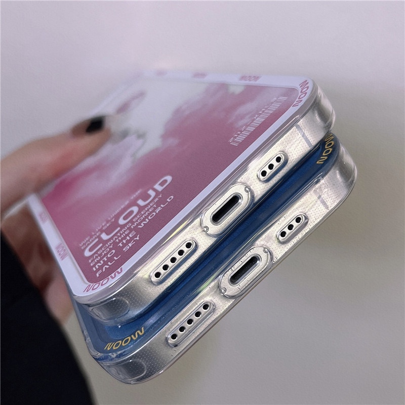 Art style Clouds Straight Cube Edge transparent Case For iPhone 11 Pro Max 11 Pro 11 XS Max XR XS X 7 8 6 6S Plus SE 2020 Soft Cover