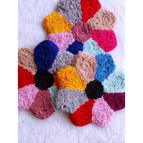 Keset karakter bunga rainbow/keset kaki/keset shabby warna random