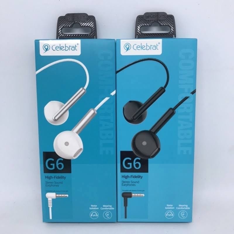 HF HEADSET EARPHONE HANDSFREE STEREO SUPER BASS CELEBRAT G6