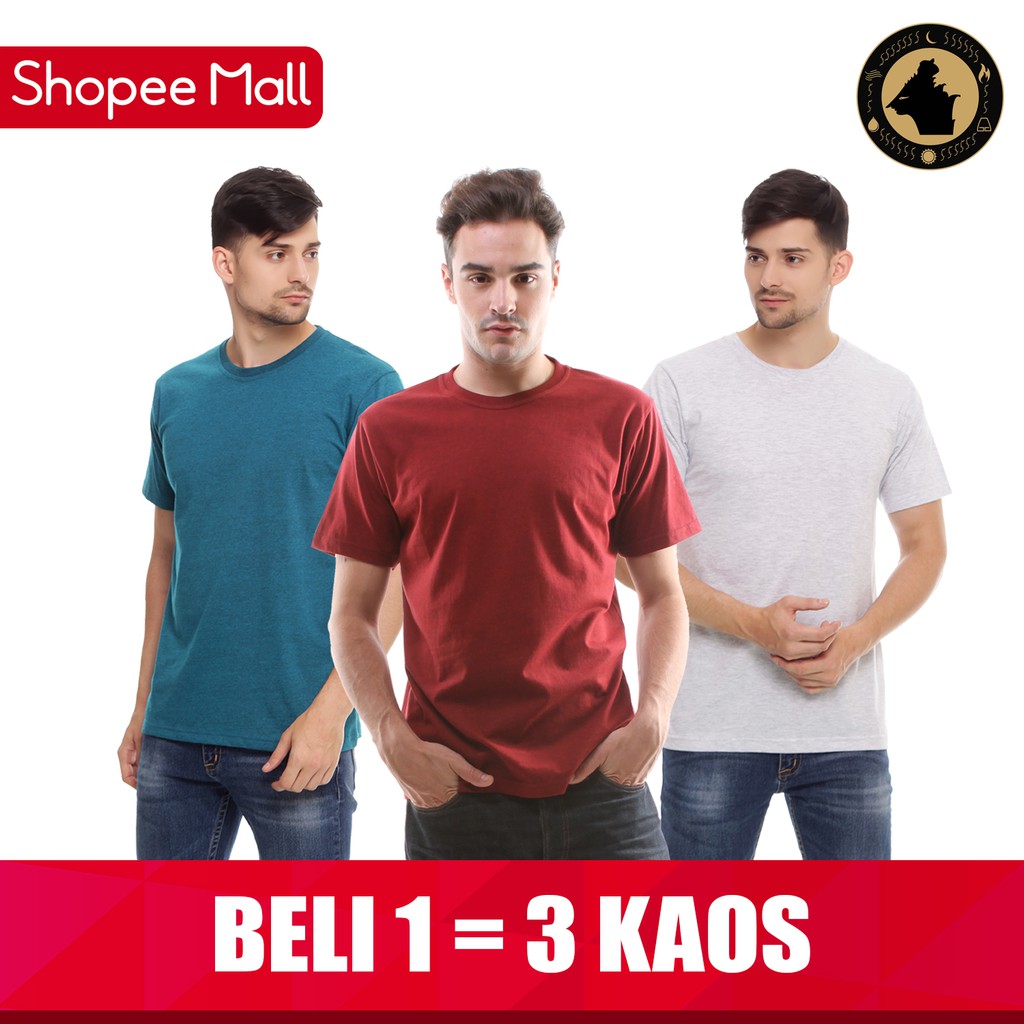 PAKET 3PCS KAOS  POLOS COTTON COMBED 100 TERMURAH DAH 