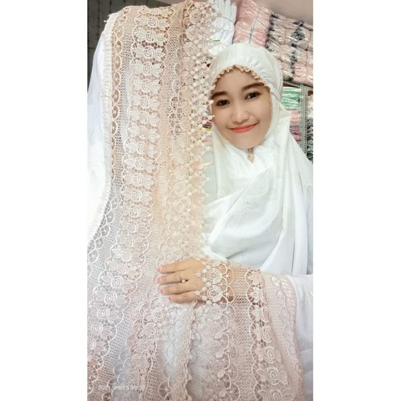 Mukena Setelan Katun Voil Foil Foli Renda Keliling Renda Prada Jumbo Murah Meriah /Mukena Voil Renda