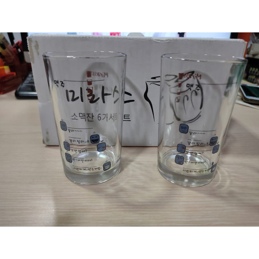 Gelas Motif Korea Gelas Kaca Gelas Minum 1 dus berisi 6 pcs Gelas