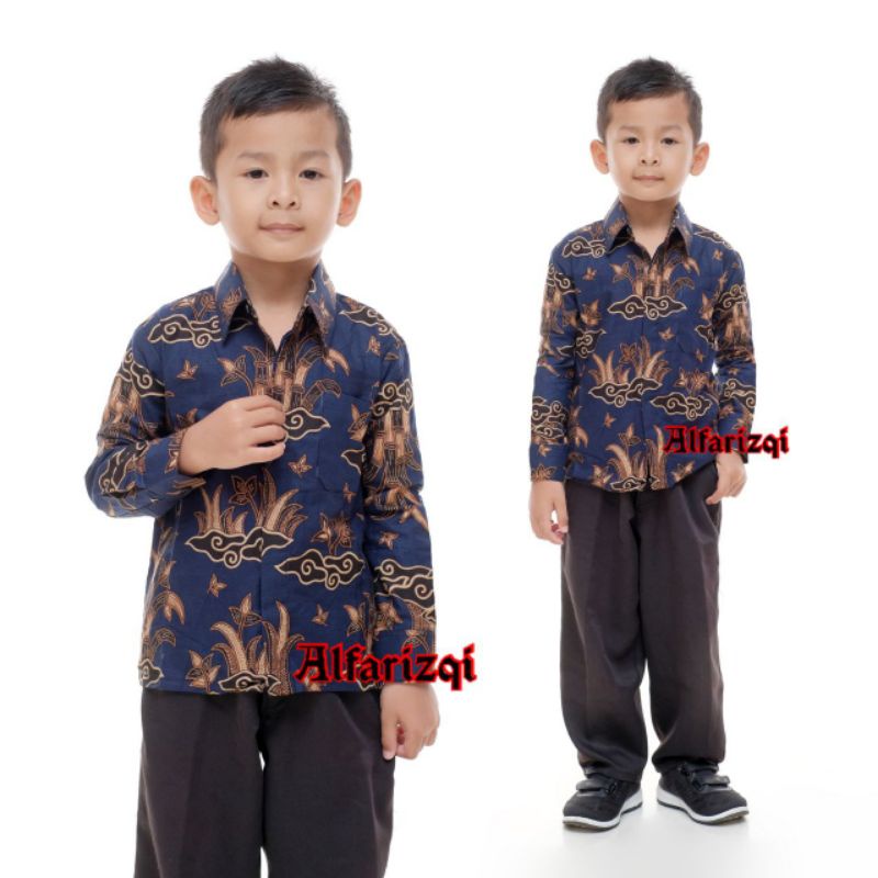 TERBARU Couple sweet || couple batik ayah dan anak cowok BATIK Motif Bambu Navy