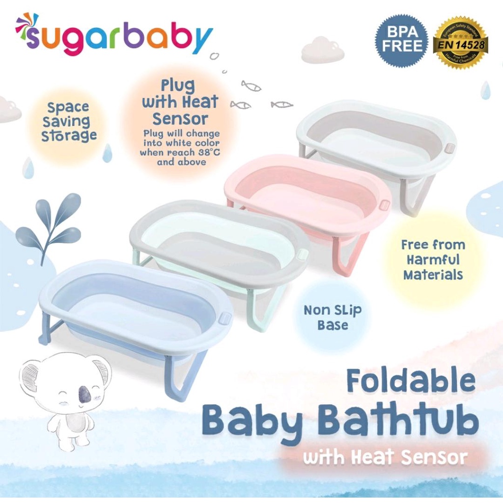 SUGARBABY FOLDABLE BABY BATHTUB DENGAN SENSOR PANAS F76 / BAK MANDI LIPAT DENGAN SENSOR PANAS