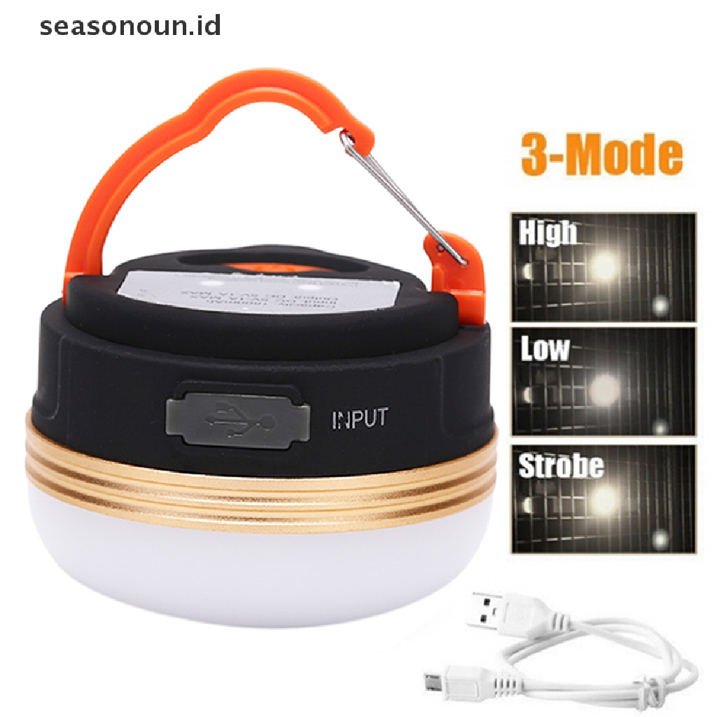(seasonoun) Lampu Lentera LED Portable Dengan Port Charger USB Untuk Tenda Camping Hiking Memancing